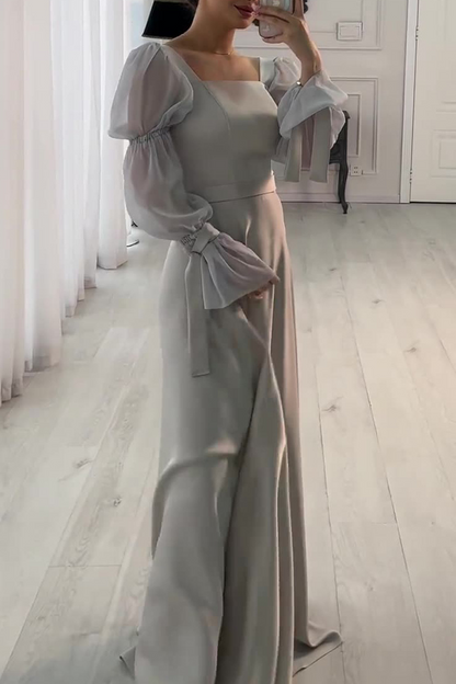 Vestidos de noche elegantes de celebridades con cuello cuadrado y cordones en color liso