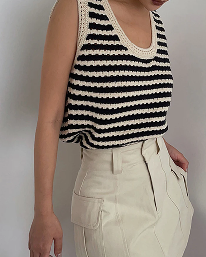 Classy Stripe Crochet Sweater Vest