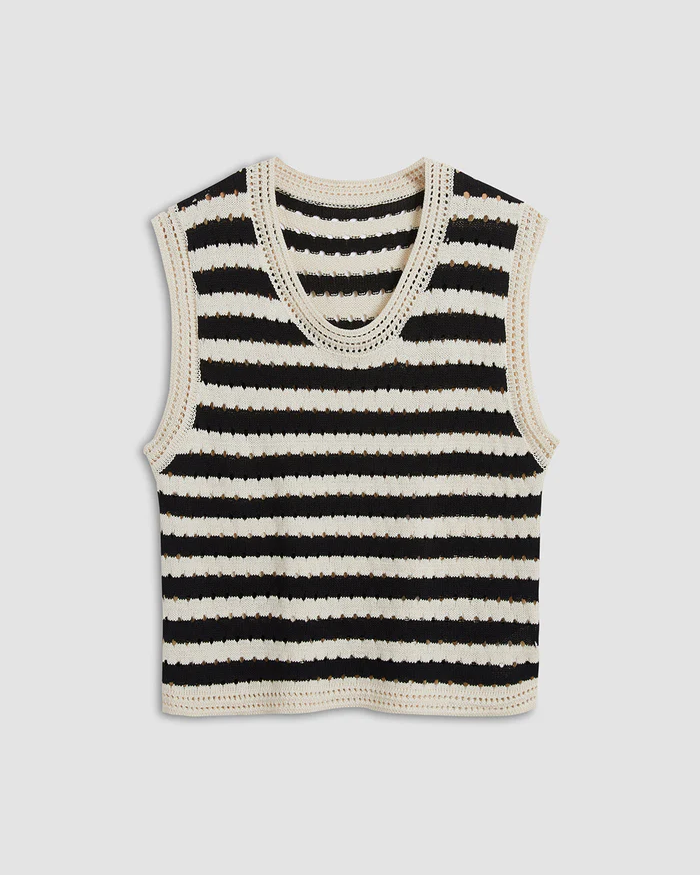 Classy Stripe Crochet Sweater Vest