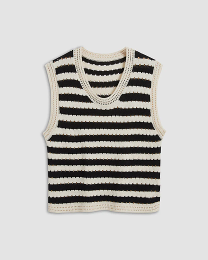 Classy Stripe Crochet Sweater Vest