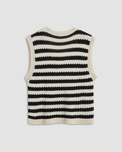 Classy Stripe Crochet Sweater Vest