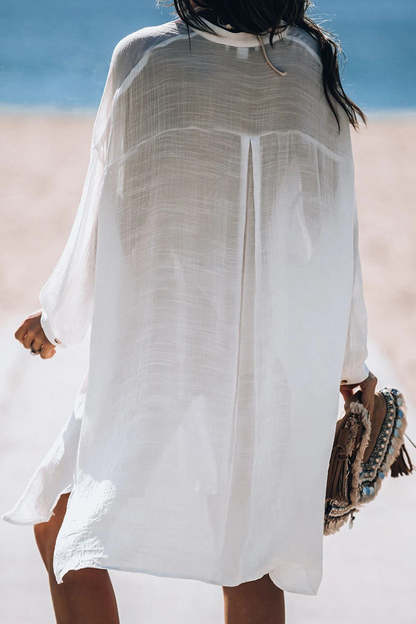 Traje de baño informal de vacaciones con hebilla de color sólido transparente (5 colores)