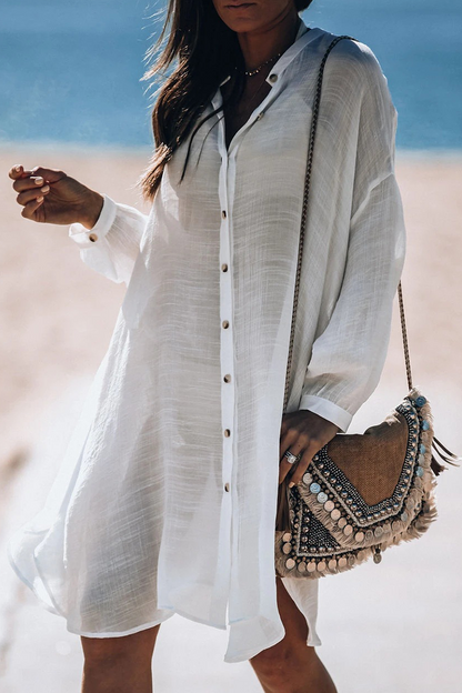 Traje de baño informal de vacaciones con hebilla de color sólido transparente (5 colores)