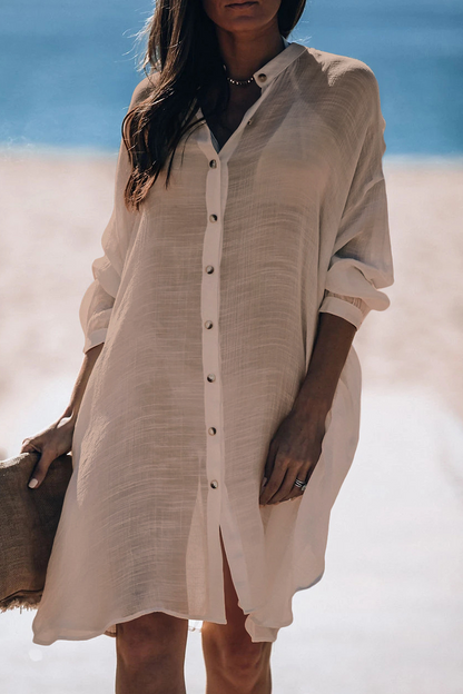 Traje de baño informal de vacaciones con hebilla de color sólido transparente (5 colores)