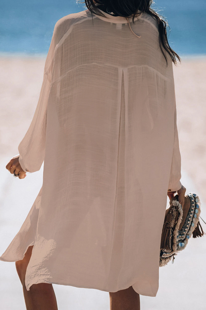 Traje de baño informal de vacaciones con hebilla de color sólido transparente (5 colores)