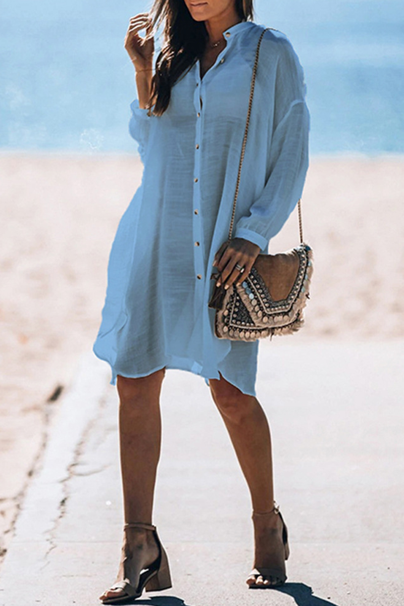 Traje de baño informal de vacaciones con hebilla de color sólido transparente (5 colores)