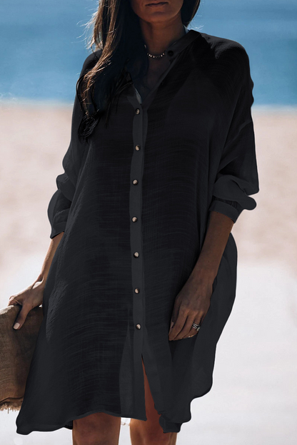 Traje de baño informal de vacaciones con hebilla de color sólido transparente (5 colores)