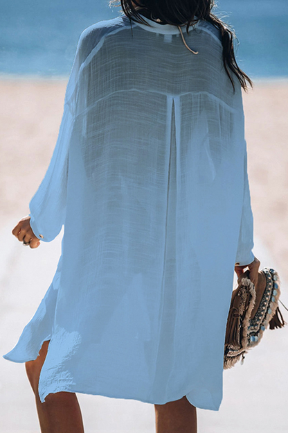 Traje de baño informal de vacaciones con hebilla de color sólido transparente (5 colores)