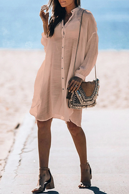 Traje de baño informal de vacaciones con hebilla de color sólido transparente (5 colores)