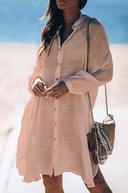 Traje de baño informal de vacaciones con hebilla de color sólido transparente (5 colores)