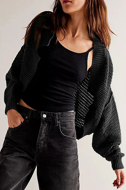 Prenda exterior informal de cuello tipo cárdigan de tejido liso para uso diario