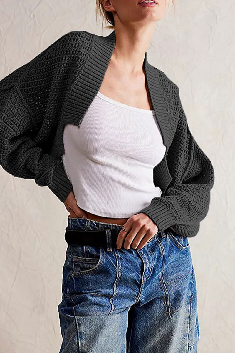 Prenda exterior informal de cuello tipo cárdigan de tejido liso para uso diario