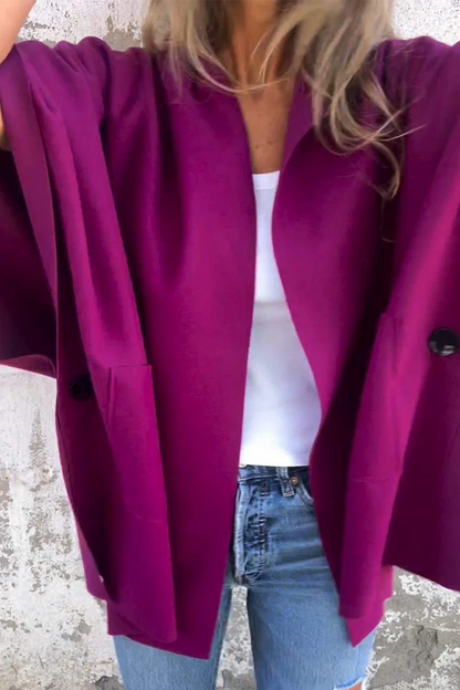 Prendas de abrigo informales de color liso con bolsillos y cuello vuelto (5 colores)