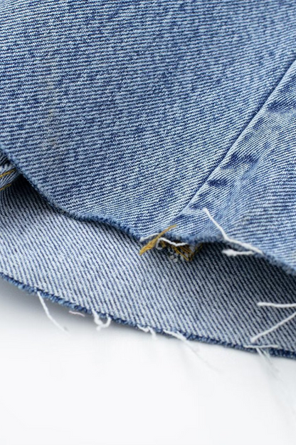 Casual Street Solid Color Pocket Buttons Turndown Collar Long Sleeve Loose Denim Jumpsuits