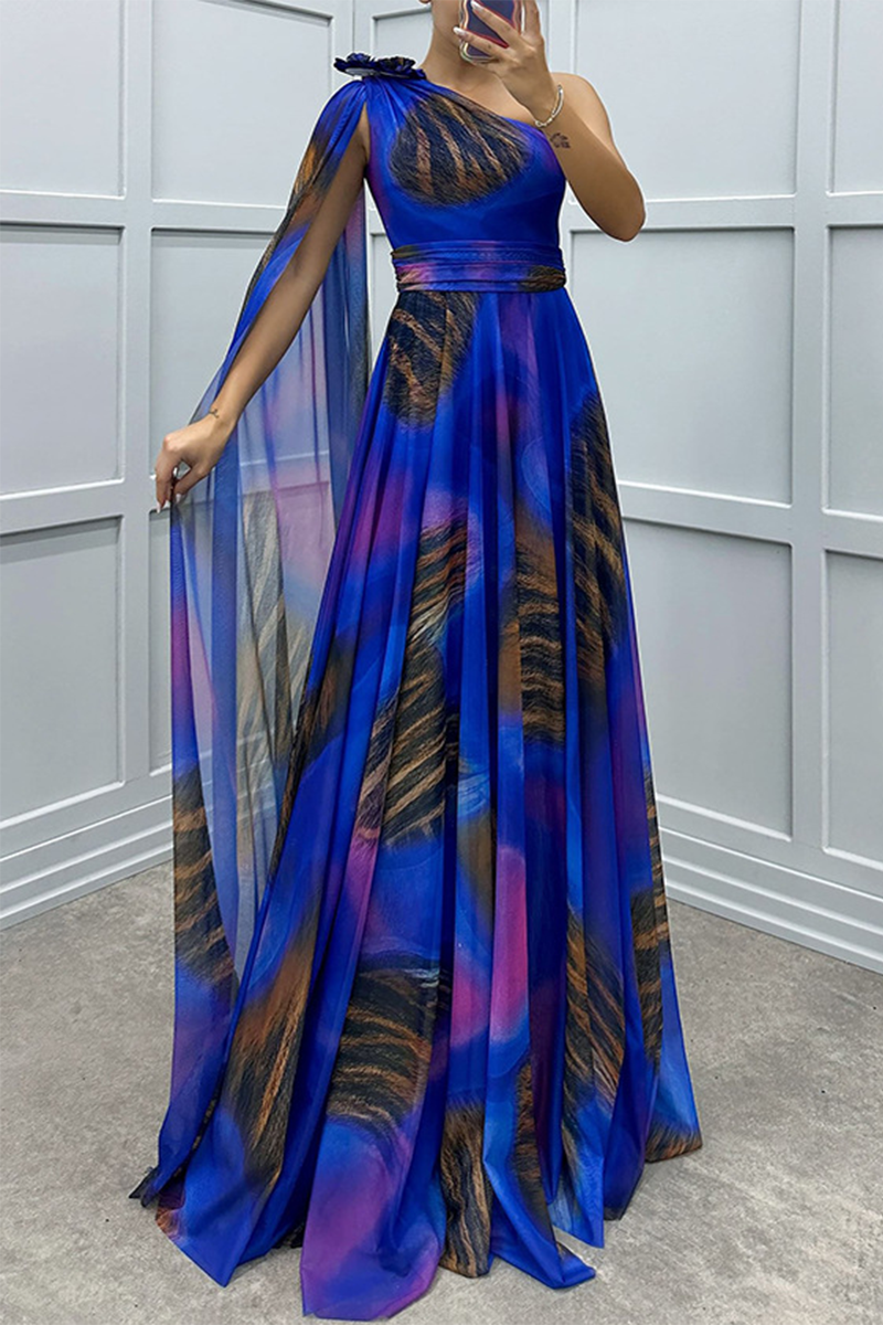 Vestidos de fiesta elegantes con estampado animal, contraste irregular, hombros caídos (4 colores)