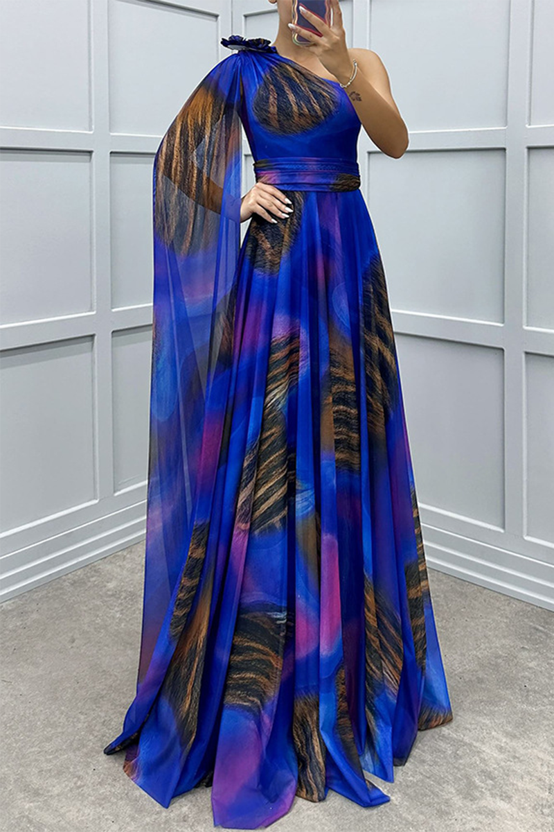 Vestidos de fiesta elegantes con estampado animal, contraste irregular, hombros caídos (4 colores)