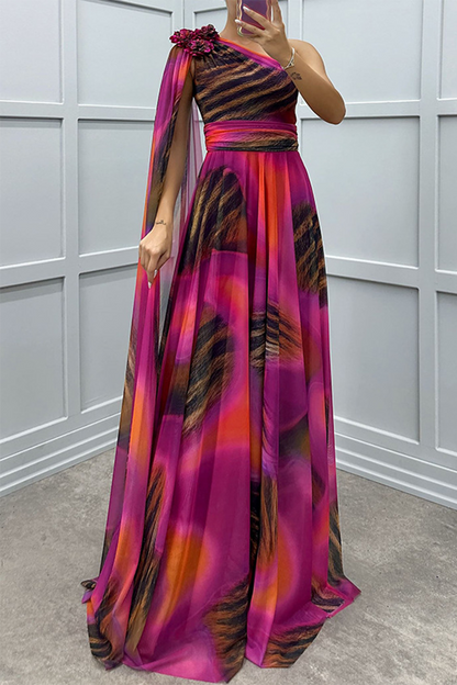 Vestidos de fiesta elegantes con estampado animal, contraste irregular, hombros caídos (4 colores)