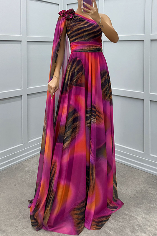 Vestidos de fiesta elegantes con estampado animal, contraste irregular, hombros caídos (4 colores)