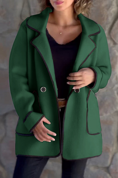 Prendas de abrigo informales con cuello vuelto y bolsillos de patchwork en contraste (4 colores)