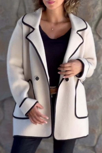 Prendas de abrigo informales con cuello vuelto y bolsillos de patchwork en contraste (4 colores)