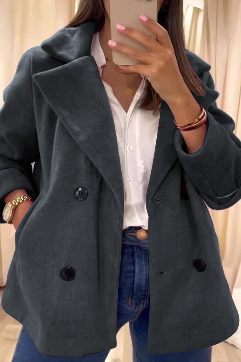 Prendas de abrigo informales de cuello vuelto con botones para uso diario (6 colores)