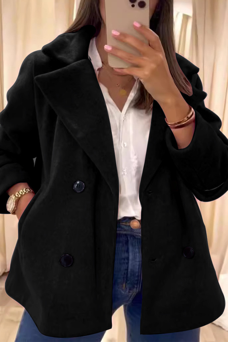 Prendas de abrigo informales de cuello vuelto con botones para uso diario (6 colores)