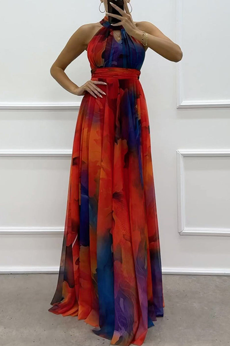 Vestidos de noche sexys con escote halter, encaje y contraste en degradado (3 colores)