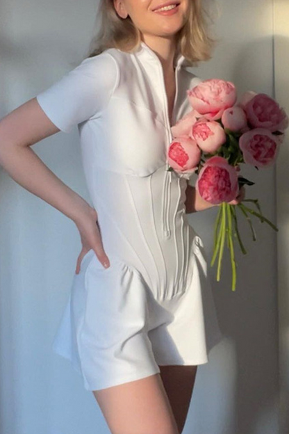 Mono sexy con cuello mandarín y cremallera (3 colores)