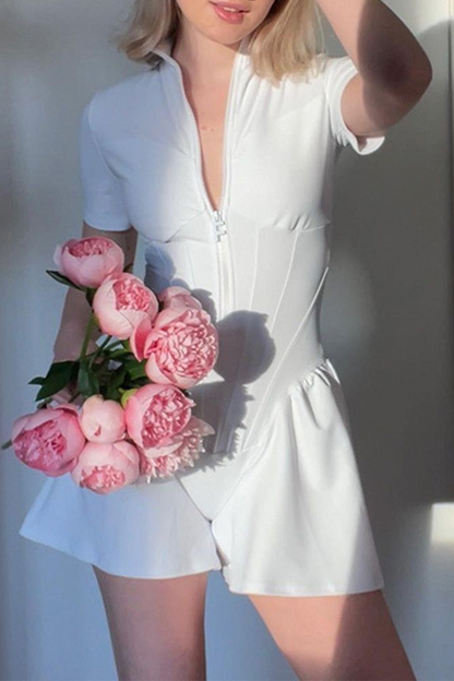 Mono sexy con cuello mandarín y cremallera (3 colores)