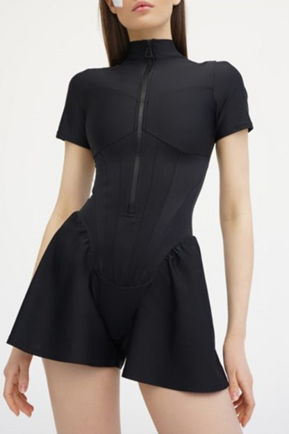 Mono sexy con cuello mandarín y cremallera (3 colores)