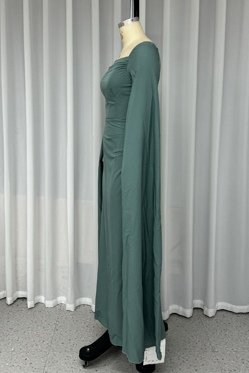 Vestidos de noche sexys con escote cuadrado y abertura