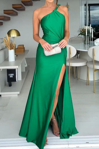 Vestidos largos sexys formales con aberturas en la espalda y cuello oblicuo