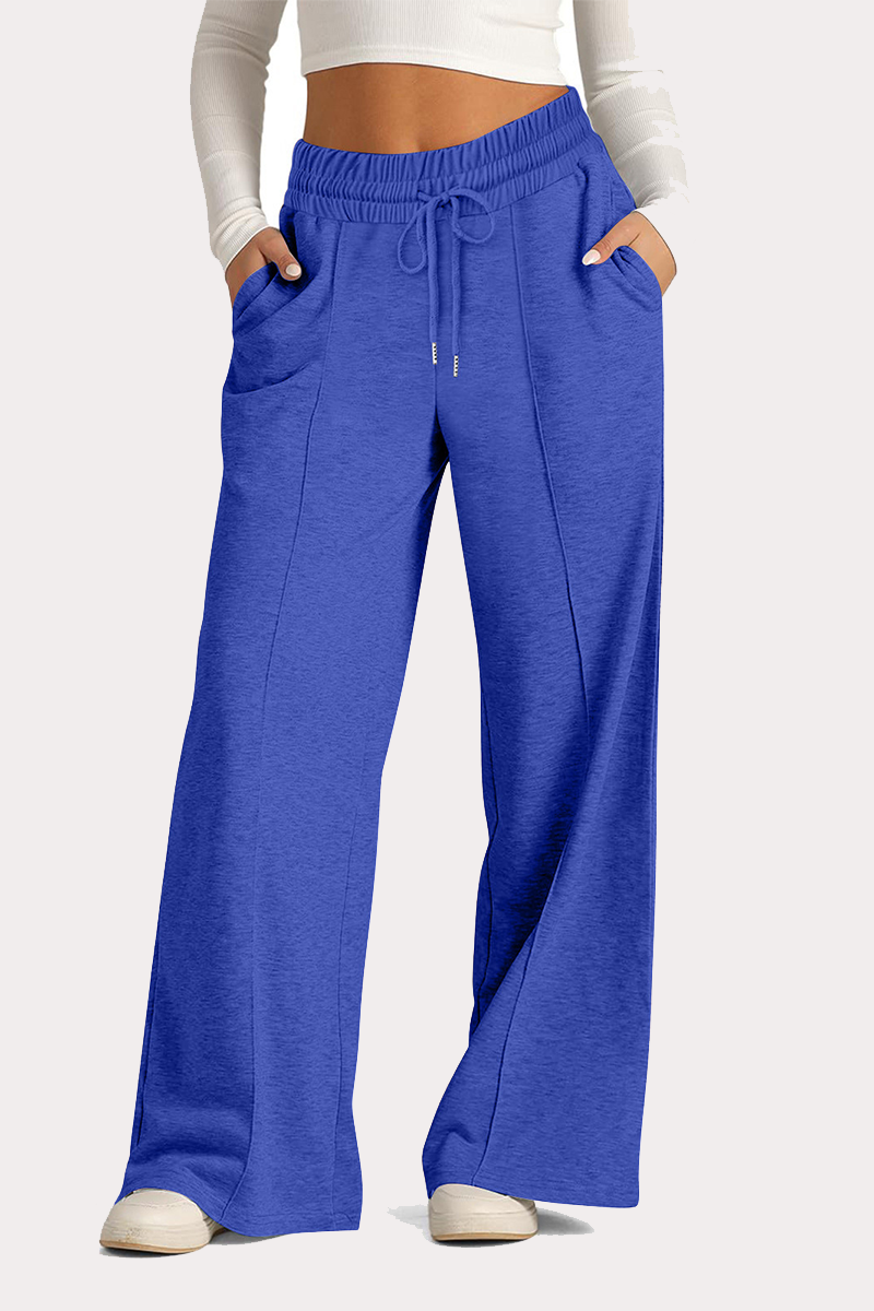 Pantalones casuales de uso diario con cordón, holgados, de cintura alta y pierna ancha (12 colores)