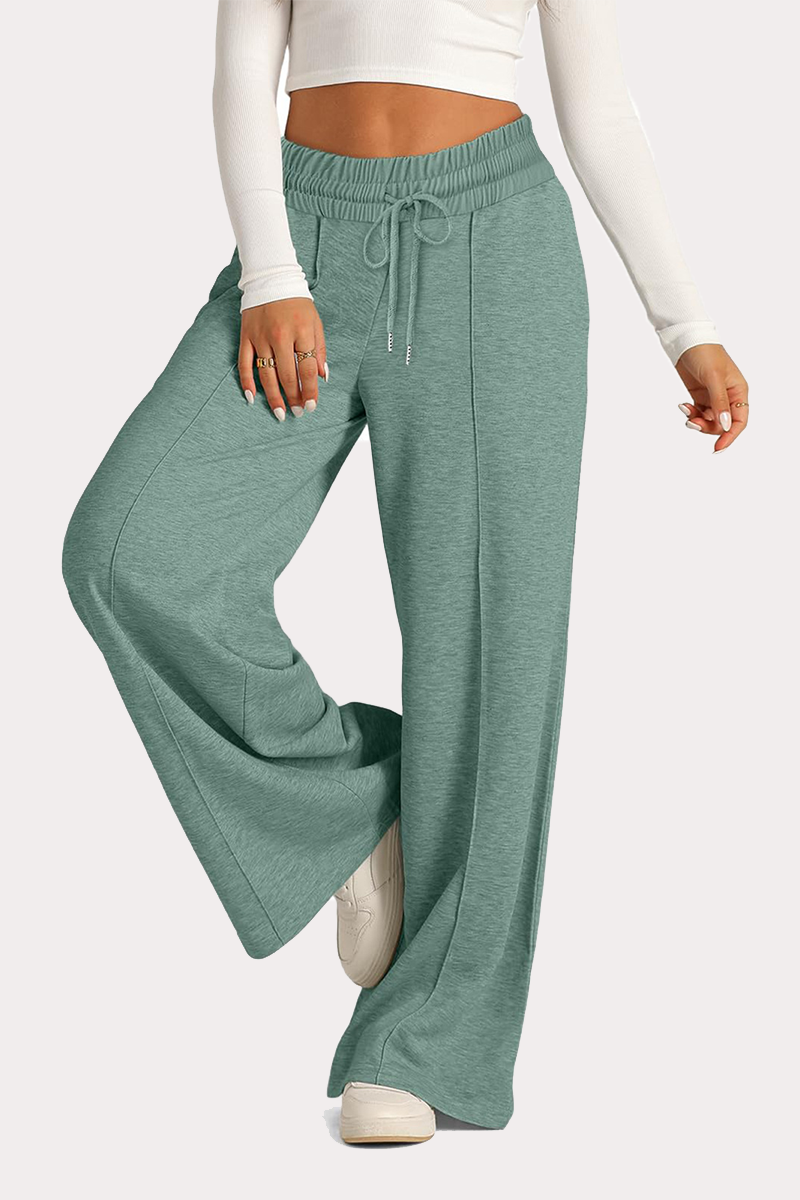 Pantalones casuales de uso diario con cordón, holgados, de cintura alta y pierna ancha (12 colores)