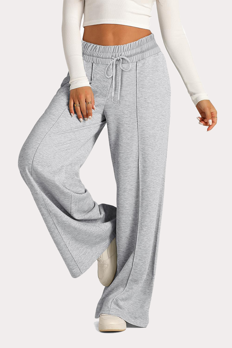 Pantalones casuales de uso diario con cordón, holgados, de cintura alta y pierna ancha (12 colores)