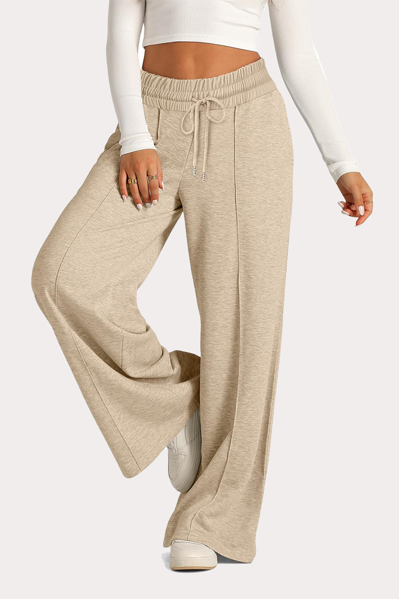 Pantalones casuales de uso diario con cordón, holgados, de cintura alta y pierna ancha (12 colores)