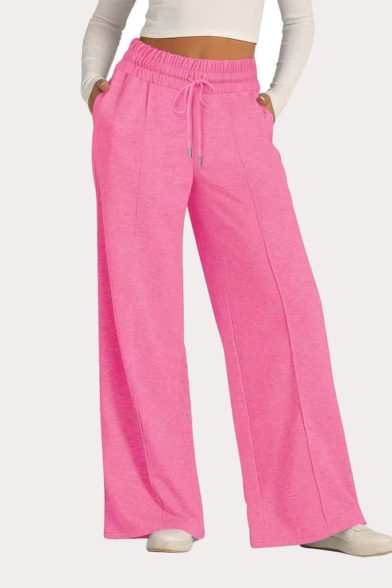 Pantalones casuales de uso diario con cordón, holgados, de cintura alta y pierna ancha (12 colores)