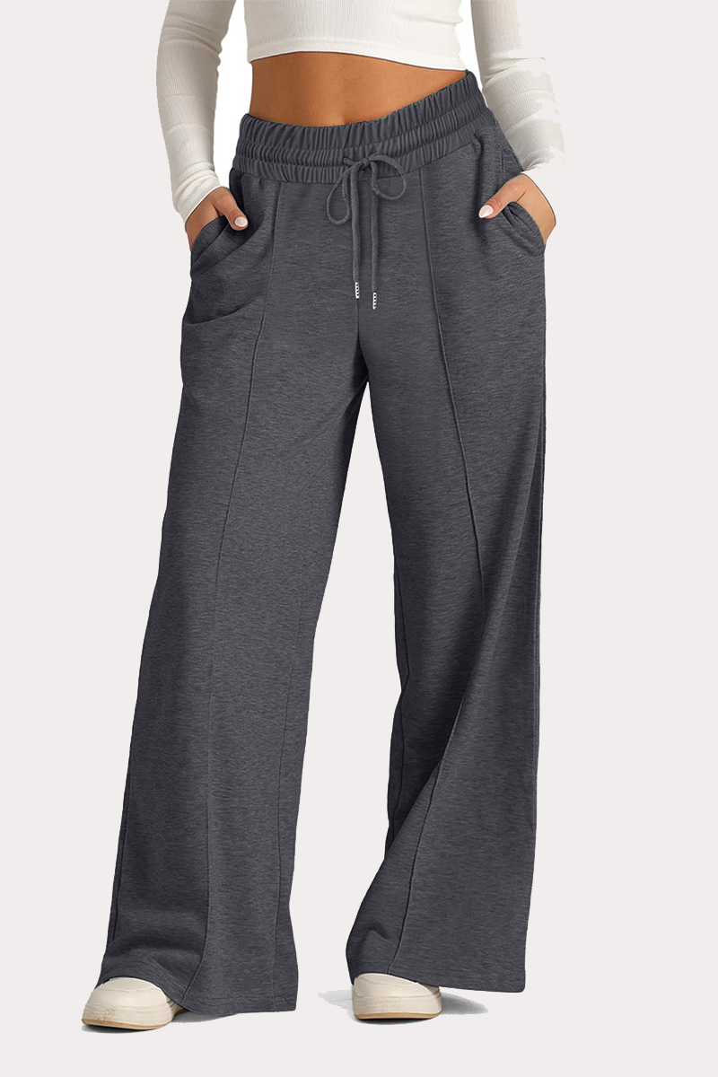 Pantalones casuales de uso diario con cordón, holgados, de cintura alta y pierna ancha (12 colores)