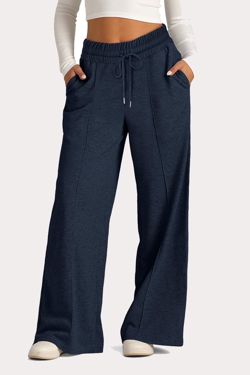 Pantalones casuales de uso diario con cordón, holgados, de cintura alta y pierna ancha (12 colores)