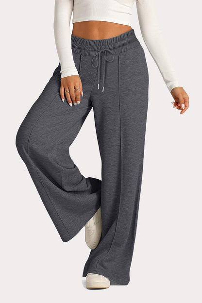 Pantalones casuales de uso diario con cordón, holgados, de cintura alta y pierna ancha (12 colores)