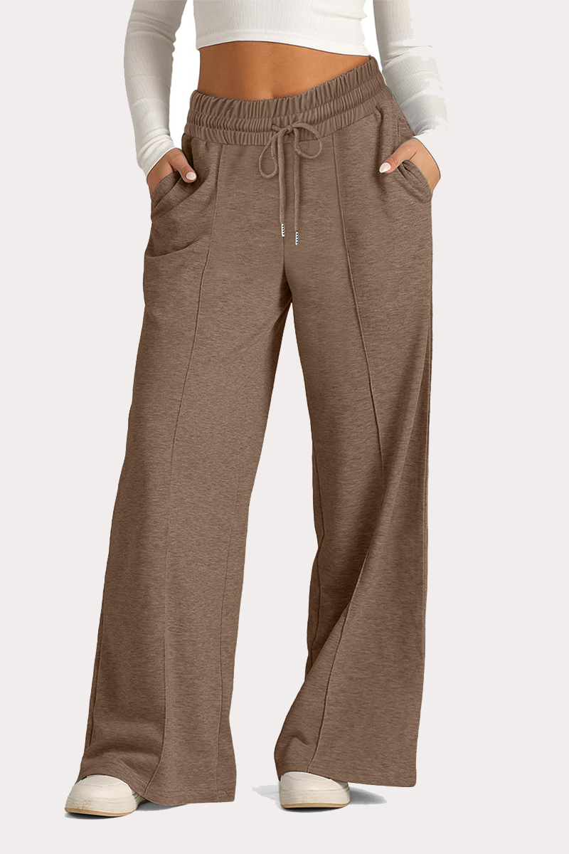 Pantalones casuales de uso diario con cordón, holgados, de cintura alta y pierna ancha (12 colores)