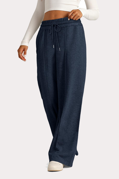 Pantalones casuales de uso diario con cordón, holgados, de cintura alta y pierna ancha (12 colores)