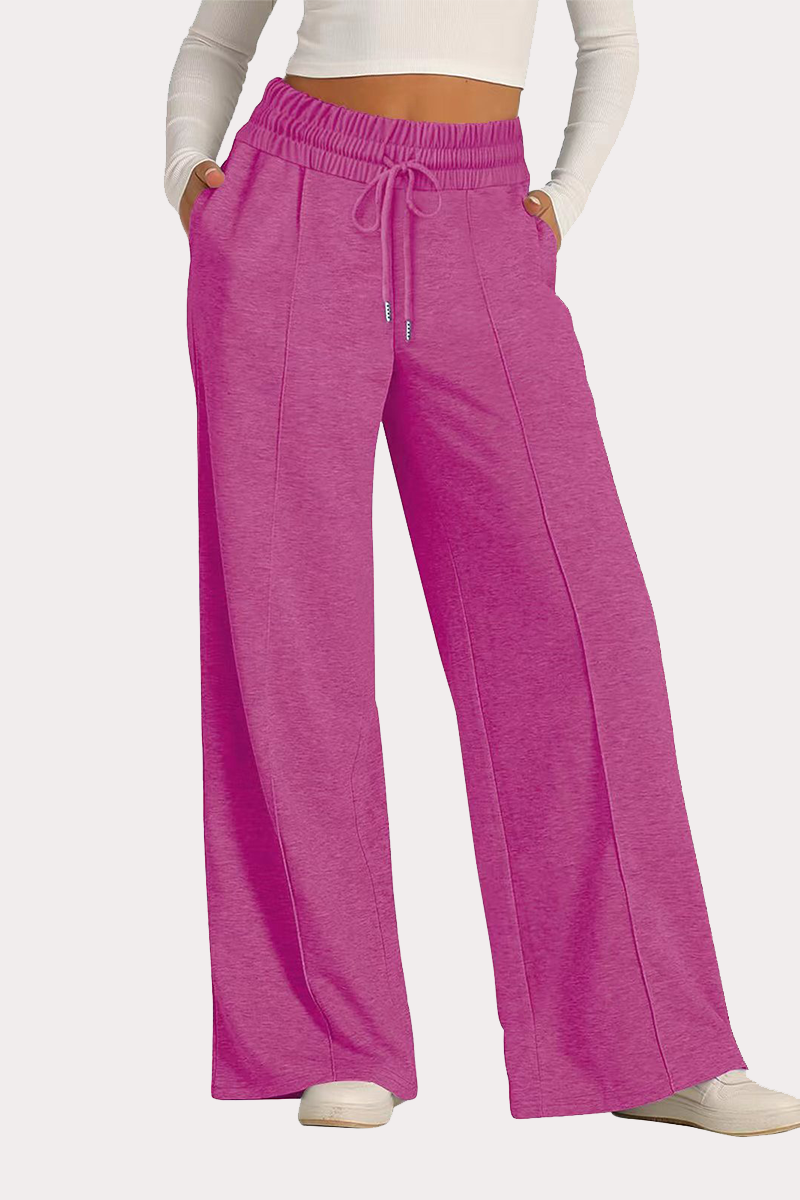 Pantalones casuales de uso diario con cordón, holgados, de cintura alta y pierna ancha (12 colores)