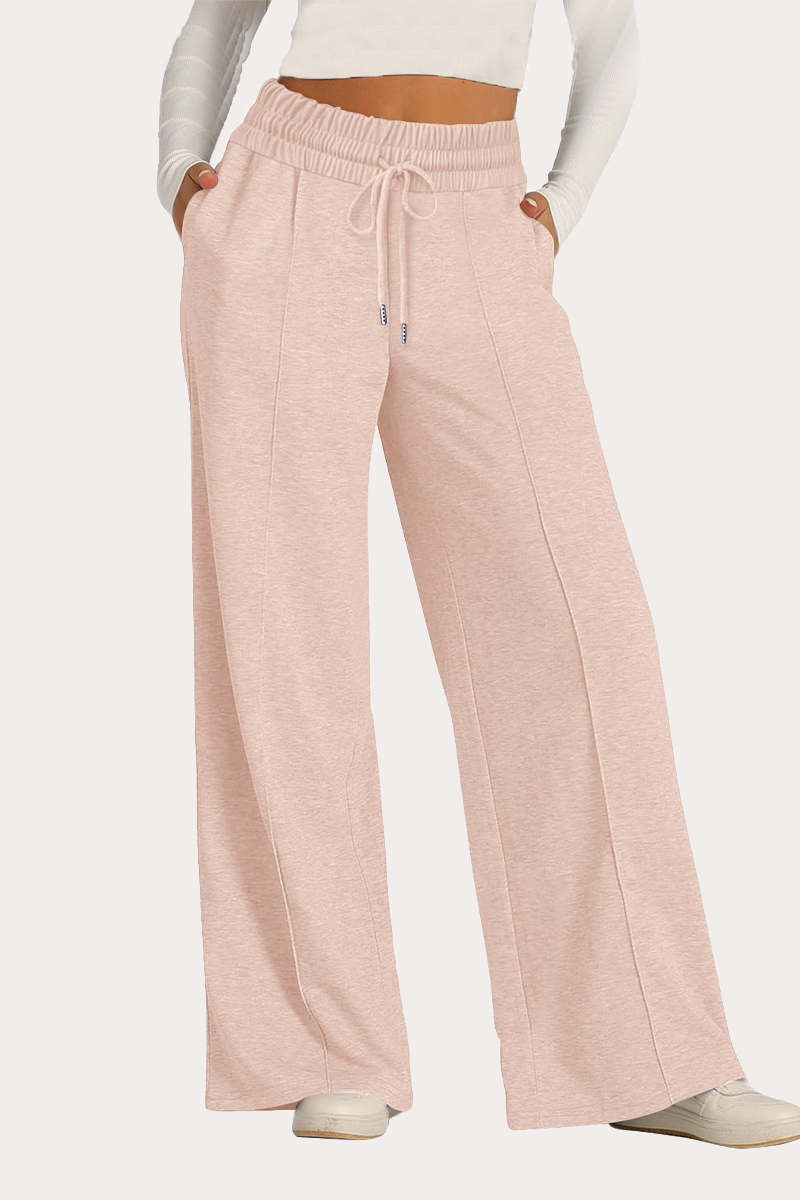 Pantalones casuales de uso diario con cordón, holgados, de cintura alta y pierna ancha (12 colores)