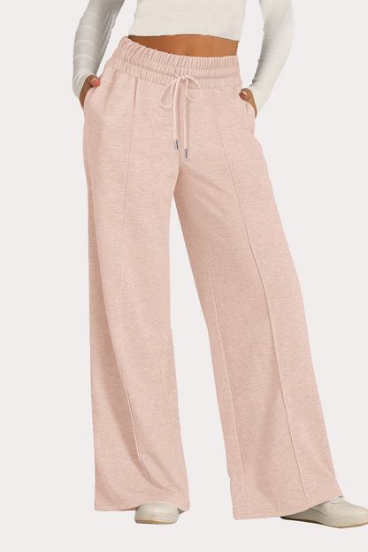 Pantalones casuales de uso diario con cordón, holgados, de cintura alta y pierna ancha (12 colores)