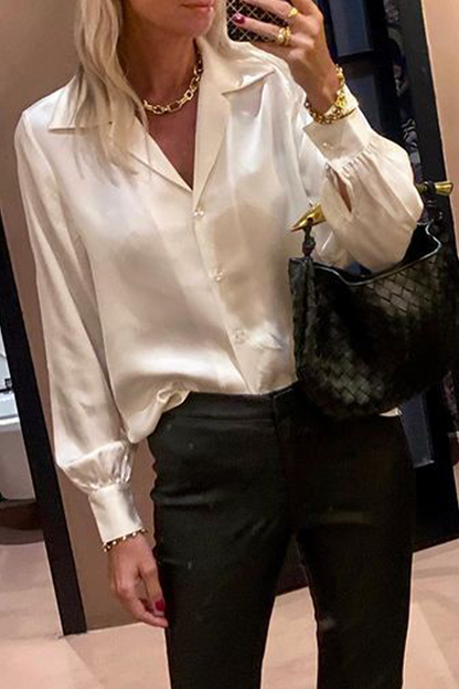 Blusas casuales con botones y cuello vuelto