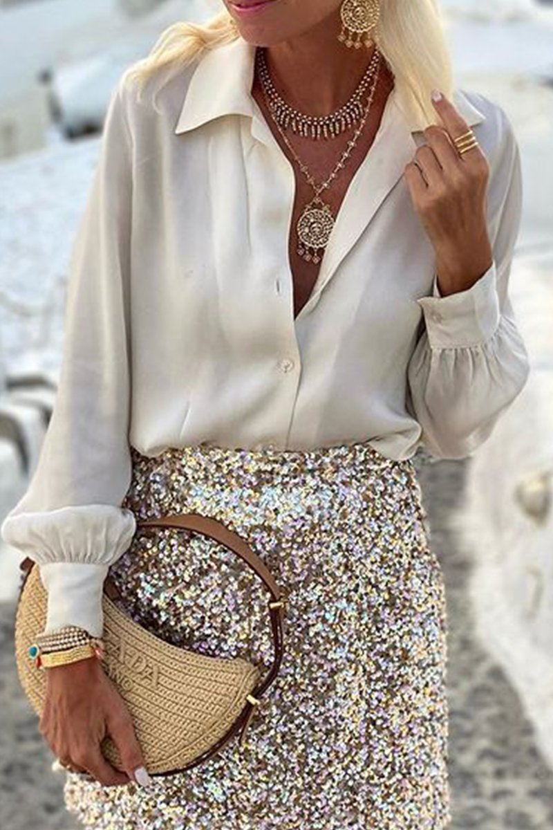 Blusas casuales con botones y cuello vuelto