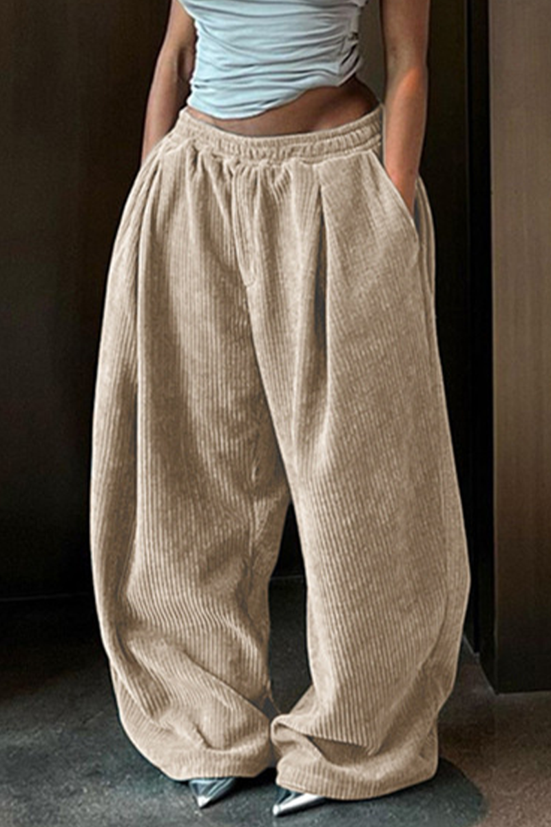 Pantalones rectos de cintura alta holgados con bolsillos para uso diario