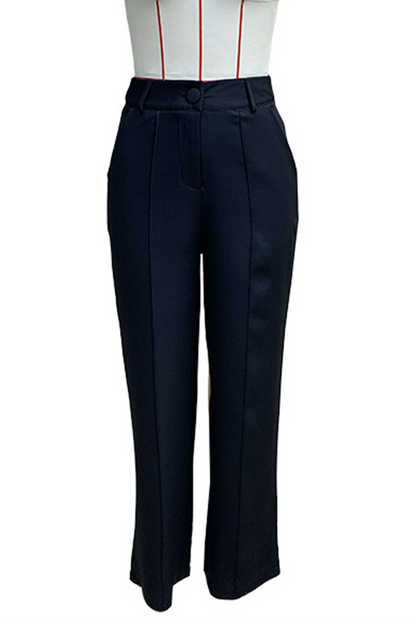 Pantalones rectos de cintura alta, holgados, informales, con bolsillos y botones para uso diario (3 colores)