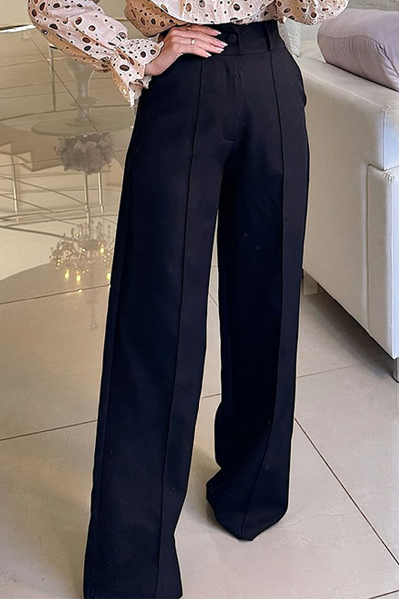 Pantalones rectos de cintura alta, holgados, informales, con bolsillos y botones para uso diario (3 colores)